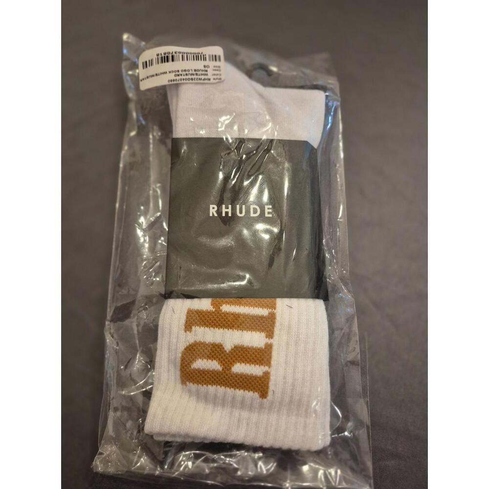 Rhude White Mustard Socks